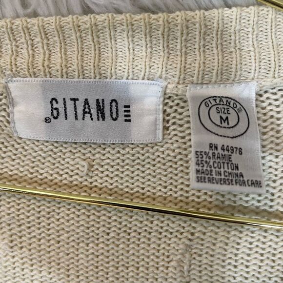 Vintage ramie and cotton v-neck cardigan sweater - Picture 5 of 6